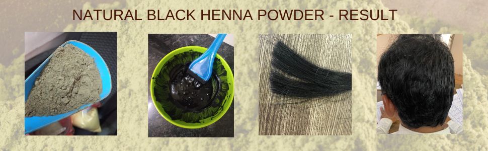 BLACK HENNA POWDER RESULT 1 black hair dye powder Hennahub India